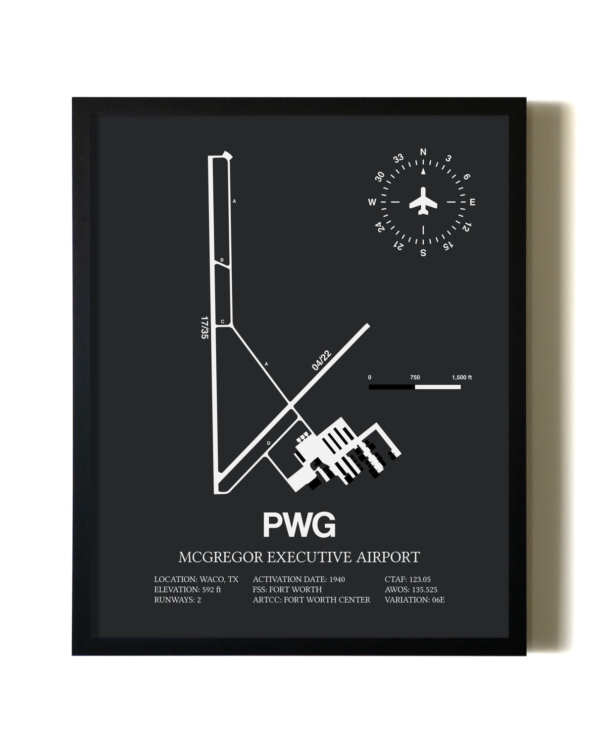 Unframed McGregor Executive Airport map print poster