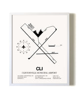 Clintonville Municipal Airport airport map poster in oak frame