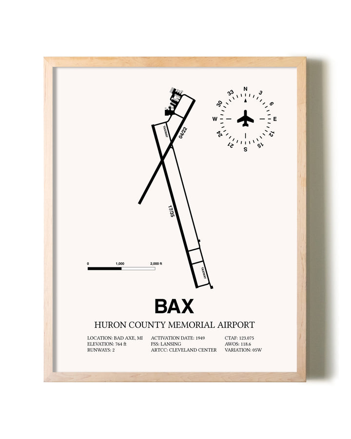 Huron County Memorial Airport framed wall art in white frame