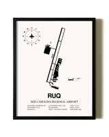Framed Mid-Carolina Regional Airport wall art poster in black frame