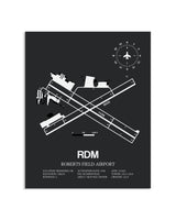 Gray Framed Roberts Field Airport layout wall art poster