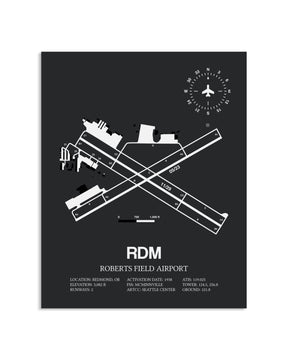 Gray Framed Roberts Field Airport layout wall art poster