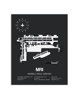 Gray Framed Merrill Field Airport layout wall art poster