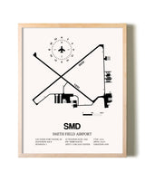 Smith Field Airport framed wall art in white frame