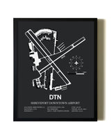 Unframed Shreveport Downtown Airport map print poster