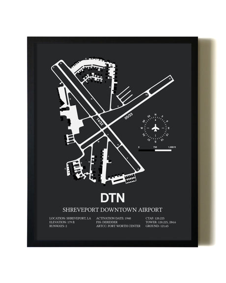 Unframed Shreveport Downtown Airport map print poster