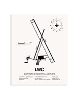Gray Lawrence Regional Airport framed poster displayed in an airplane hangar