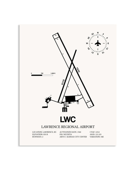 Gray Lawrence Regional Airport framed poster displayed in an airplane hangar