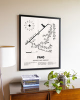 Hidden Lake Airport aviation wall décor in black wood frame