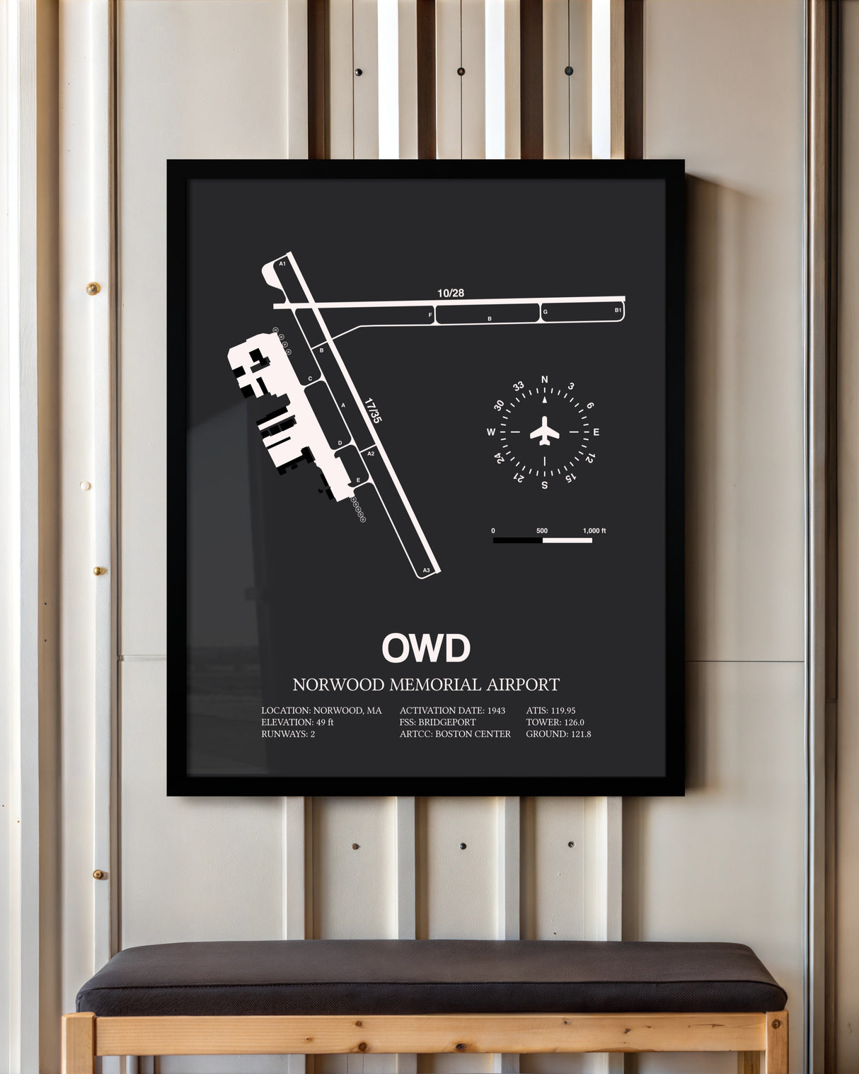 Frame color options for Norwood Memorial Airport Wall Art