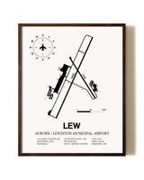 Auburn / Lewiston Municipal Airport aviation print in walnut frame