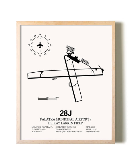 Palatka Municipal Airport / Lt. Kay Larkin Field framed wall art in white frame