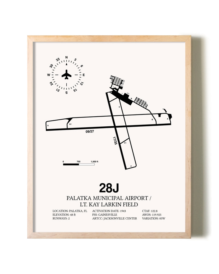 Palatka Municipal Airport / Lt. Kay Larkin Field framed wall art in white frame