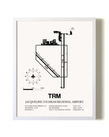 Jacqueline Cochran Regional Airport airport map poster in oak frame