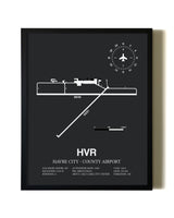 Unframed Havre City-County Airport map print poster