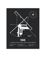 Gray Framed Whiting Field Naval Air Station North layout wall art poster