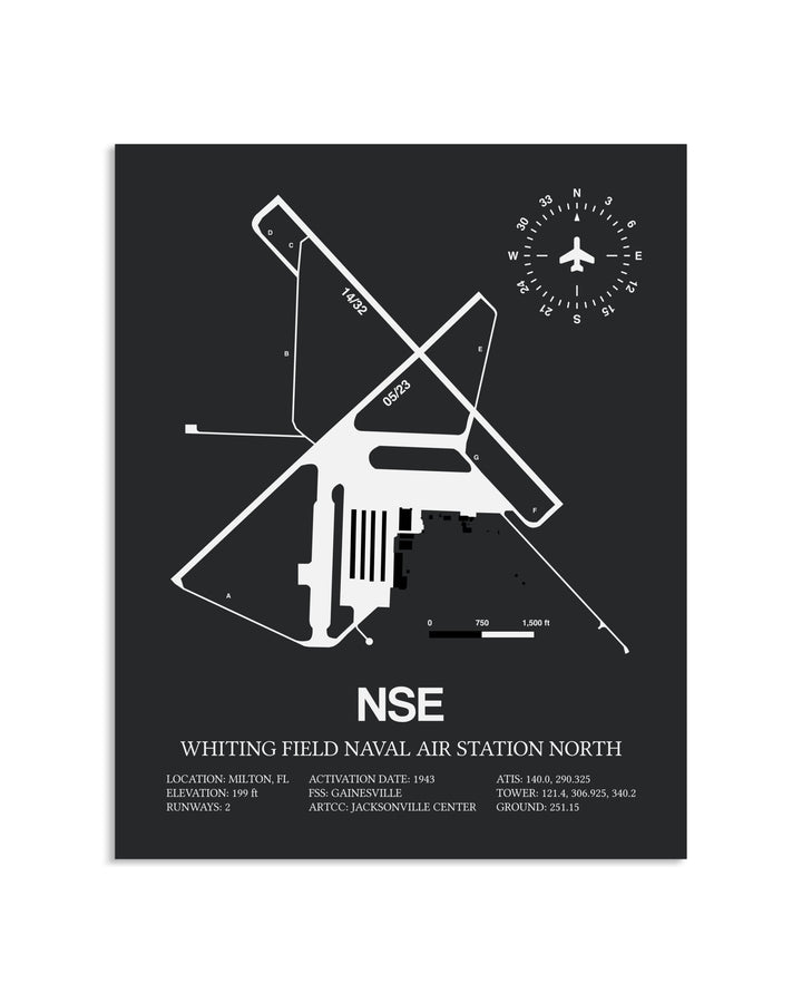 Gray Framed Whiting Field Naval Air Station North layout wall art poster