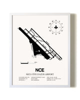 Nice Cote D'Azur Airport airport map poster in oak frame