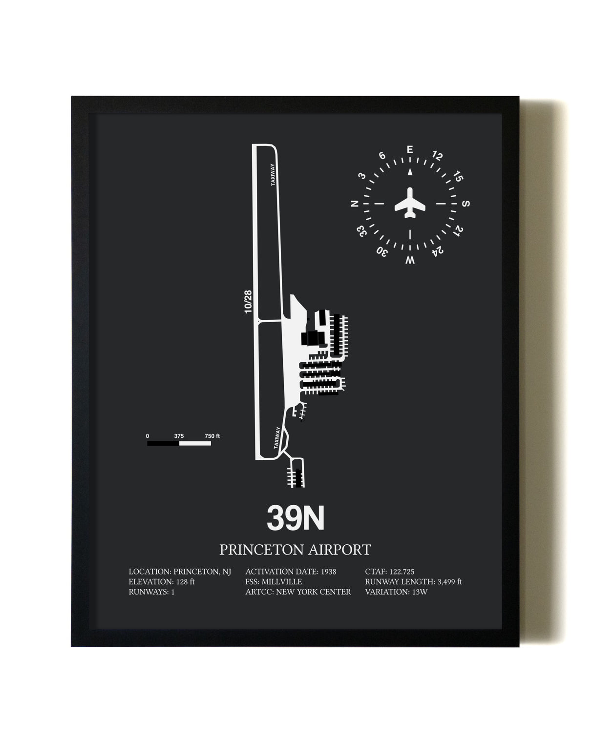 Unframed Princeton Airport map print poster