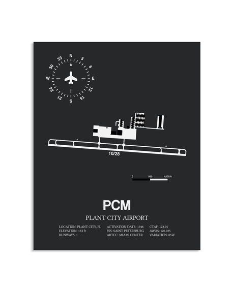 Gray Framed Plant City Airport layout wall art poster