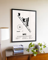 McAllen International Airport aviation wall décor in black wood frame