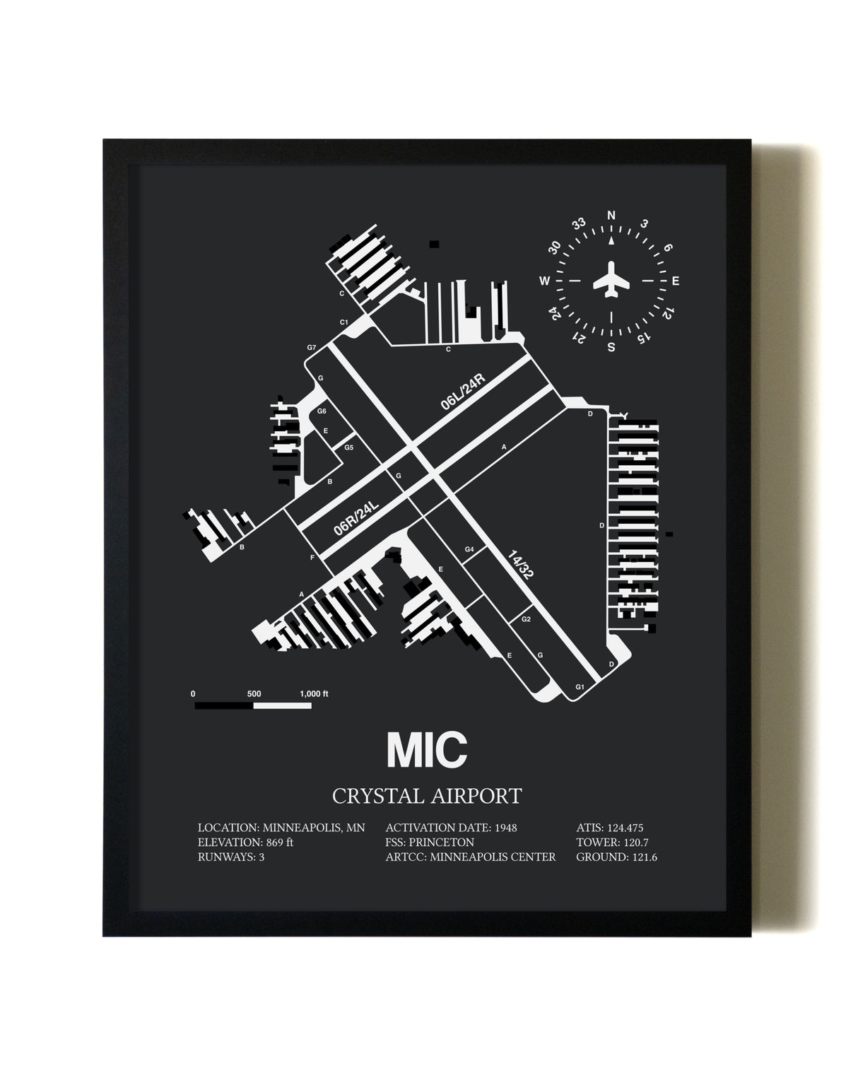Unframed Crystal Airport map print poster