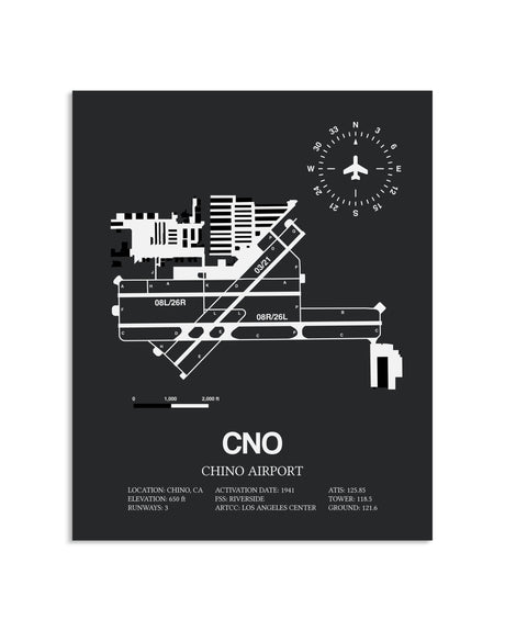 Gray Framed Chino Airport layout wall art poster