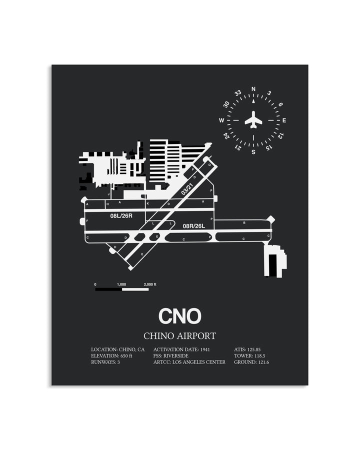 Gray Framed Chino Airport layout wall art poster