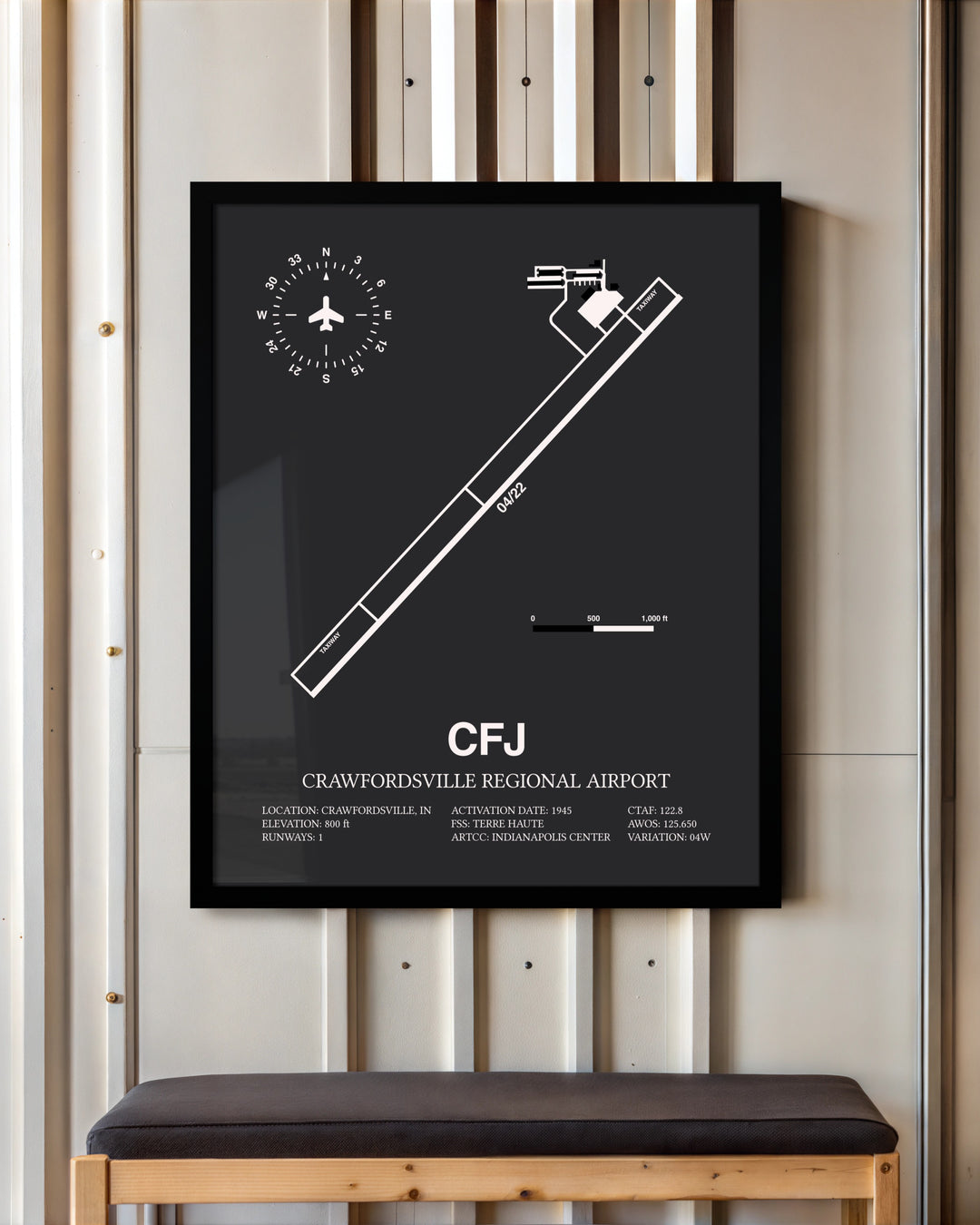 Frame color options for Crawfordsville Regional Airport Wall Art
