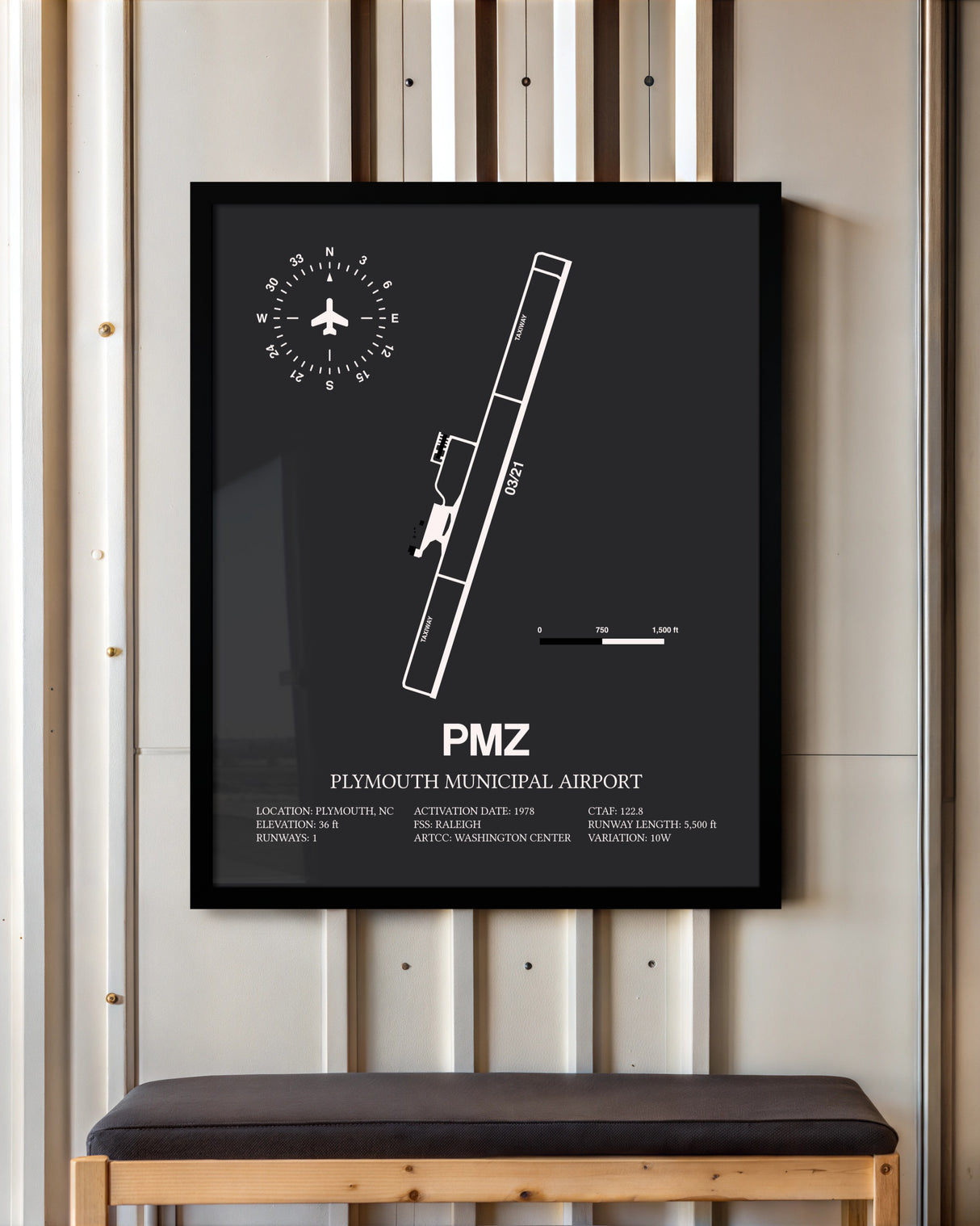 Frame color options for Plymouth Municipal Airport Wall Art