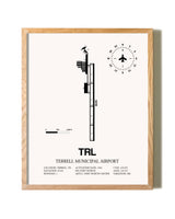 Terrell Municipal Airport framed print in natural wood frame