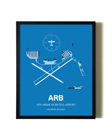 Sky Blue Ann Arbor Municipal Airport aviation wall décor in black wood frame