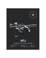 Gray Framed Washington County Airport layout wall art poster