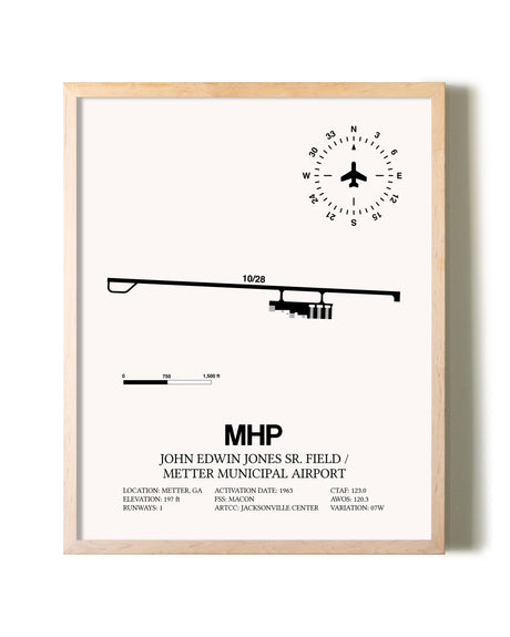 John Edwin Jones Sr Field / Metter Municipal Airport framed wall art in white frame