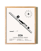 Clinton Municipal Airport framed print in natural wood frame