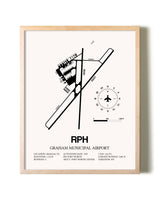 Graham Municipal Airport framed wall art in white frame