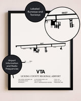 Framed Licking County Regional Airport layout wall art poster