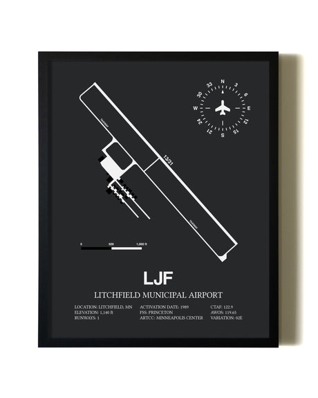 Unframed Litchfield Municipal Airport map print poster
