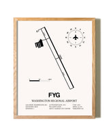Washington Regional Airport framed print in natural wood frame