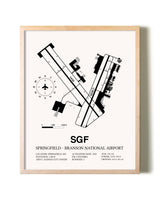 Springfield-Branson National Airport framed wall art in white frame