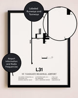 Framed St. Tammany Regional Airport layout wall art poster