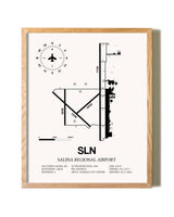 Salina Regional Airport framed print in natural wood frame