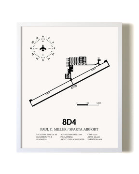 Paul C Miller/Sparta Airport airport map poster in oak frame