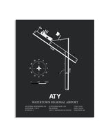 Gray Framed Watertown Regional Airport layout wall art poster