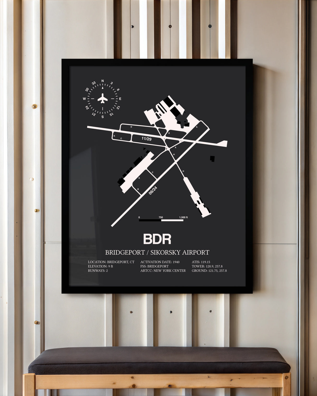 Frame color options for Bridgeport / Sikorsky Airport Wall Art