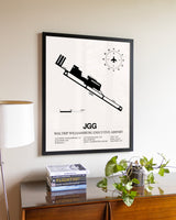 Waltrip Williamsburg Executive Airport aviation wall décor in black wood frame