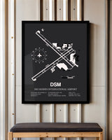 Frame color options for Des Moines International Airport Wall Art