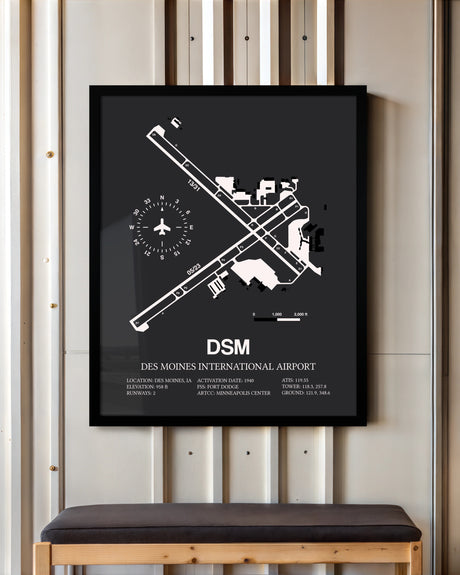 Frame color options for Des Moines International Airport Wall Art