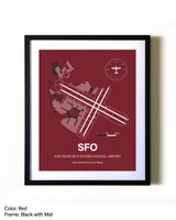 San Francisco International Airport aviation wall décor in black wood frame