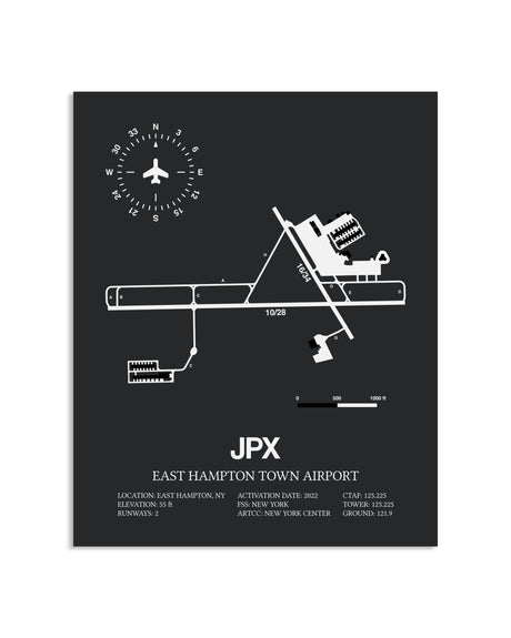 Gray Framed East Hampton Town Airport layout wall art poster
